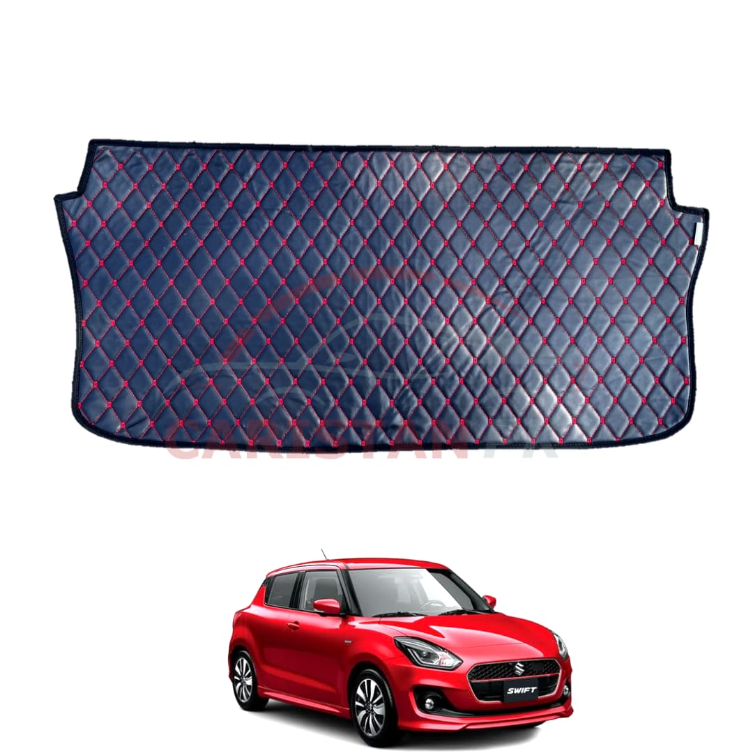Suzuki Swift 7D Trunk Protection Mat Black With Red Stitch New Shape