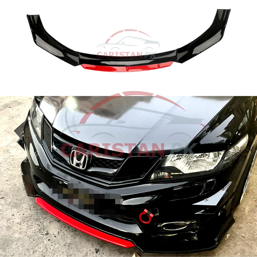 Universal Sedan Front Bumper Splitter With Red Lip 3 Piece