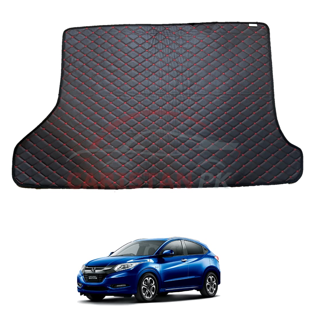 Honda Vezel 7D Trunk Protection Mat Black With Red Stitch