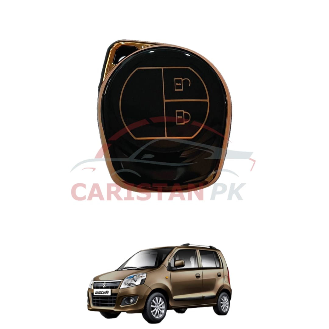 Suzuki Wagon R TPU Plastic Key Cover Black Golden Pakistan Variant