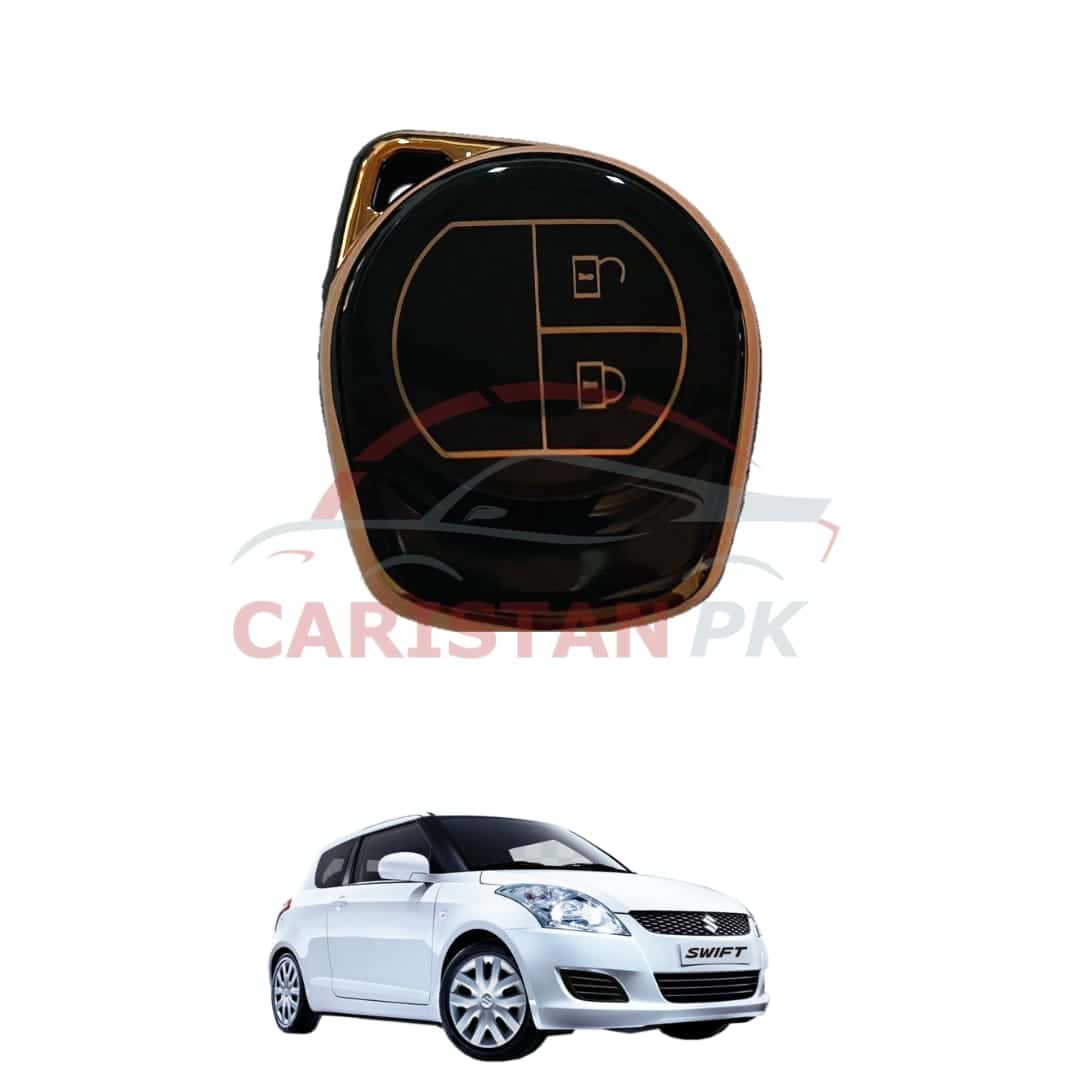 Suzuki Swift TPU Plastic Key Cover Black Golden 2007-21