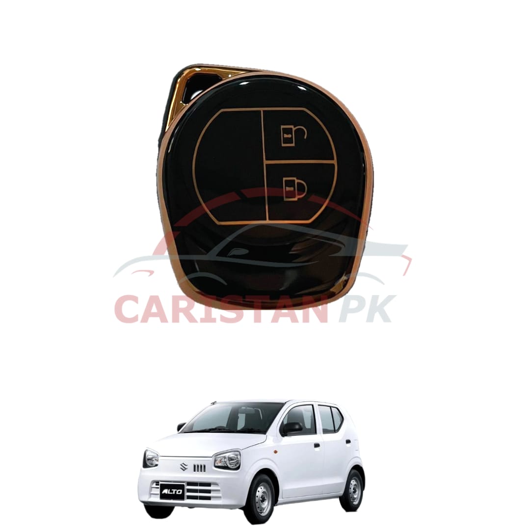 Suzuki Alto TPU Plastic Key Cover Black Golden 2017-23