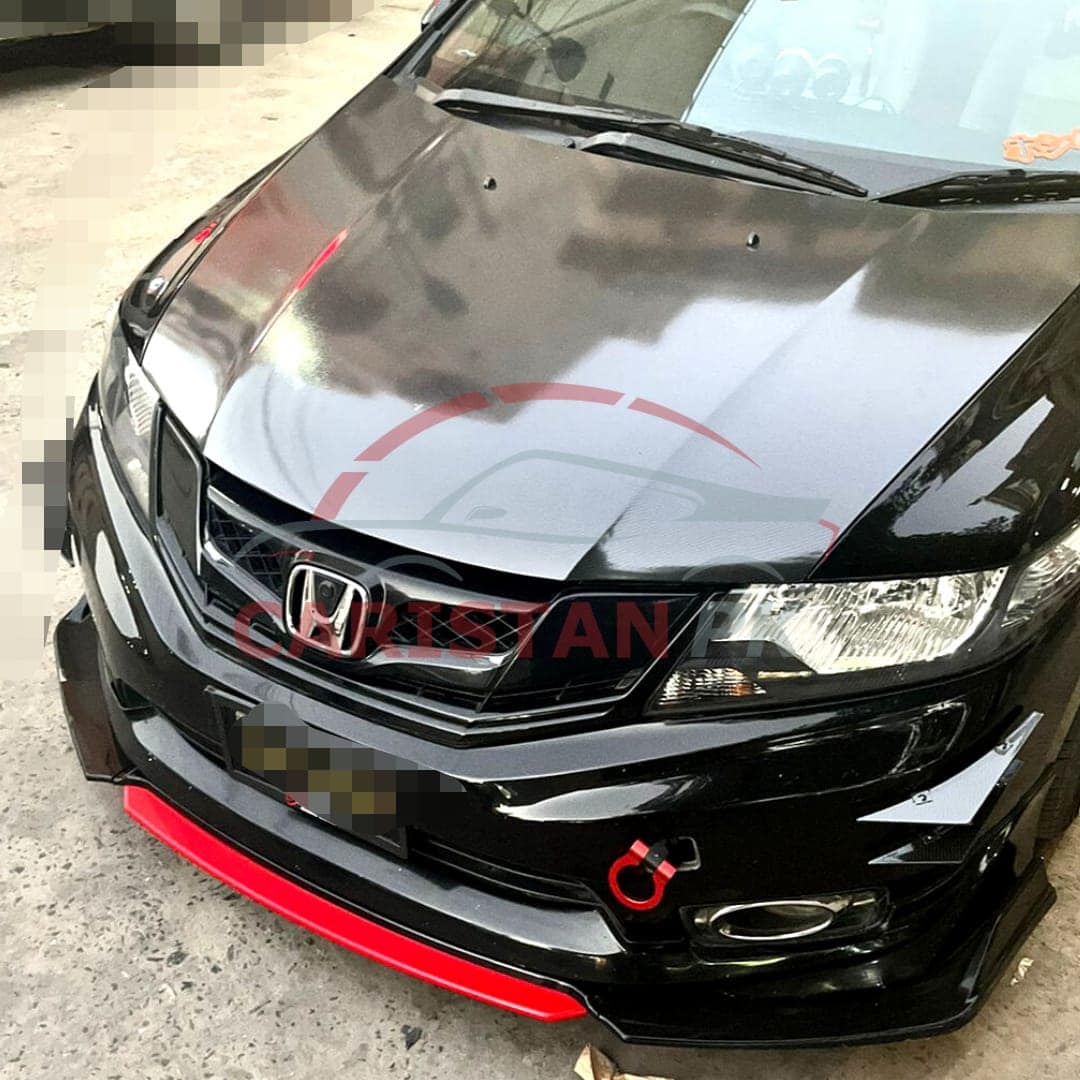 Universal Sedan Front Bumper Splitter With Red Lip 3 Piece