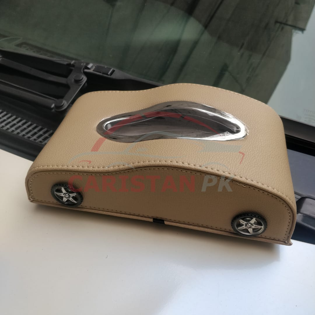 Premium Car Style Leather Tissue Box Beige