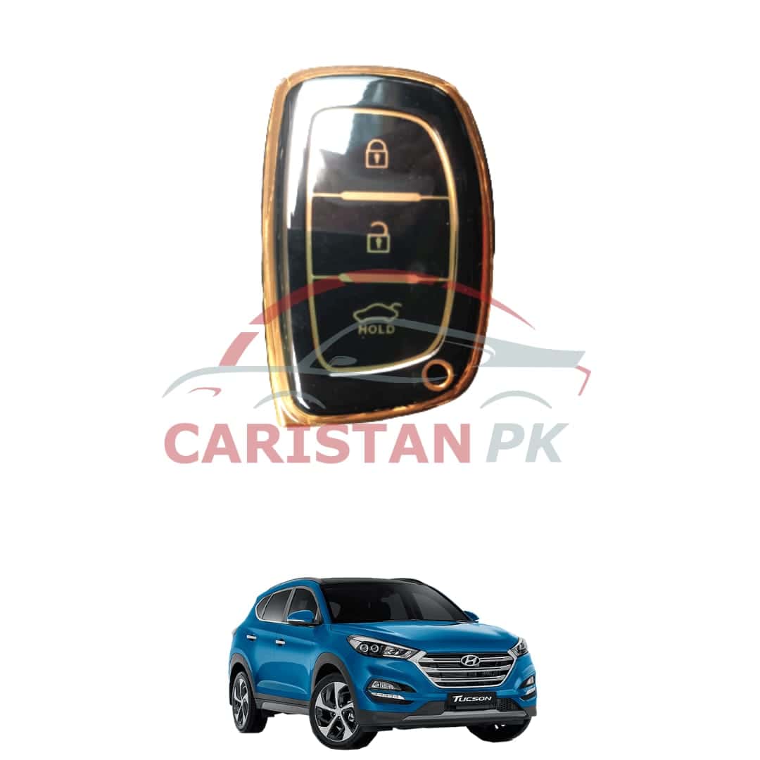 Hyundai Tucson TPU Plastic Protection Key Cover Black Golden