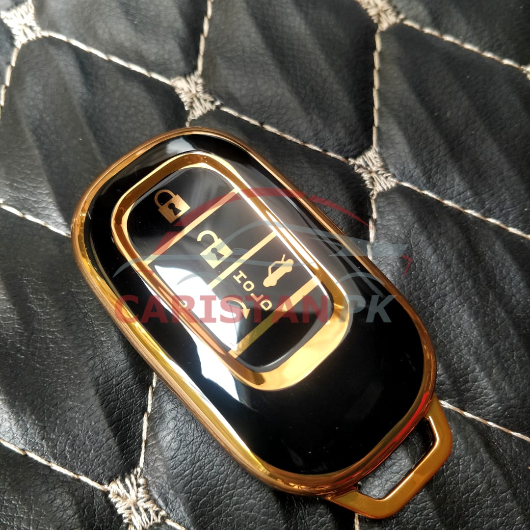 Honda Civic TPU Plastic Protection Key Cover 4 Button Black Golden 2016-21