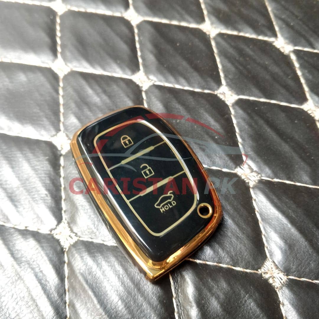 Hyundai Tucson TPU Plastic Protection Key Cover Black Golden