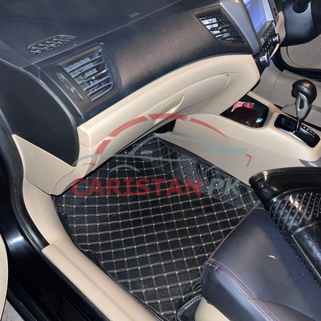 Honda Civic Rebirth 7D Floor Mats Black With Beige Stitch Hard Design