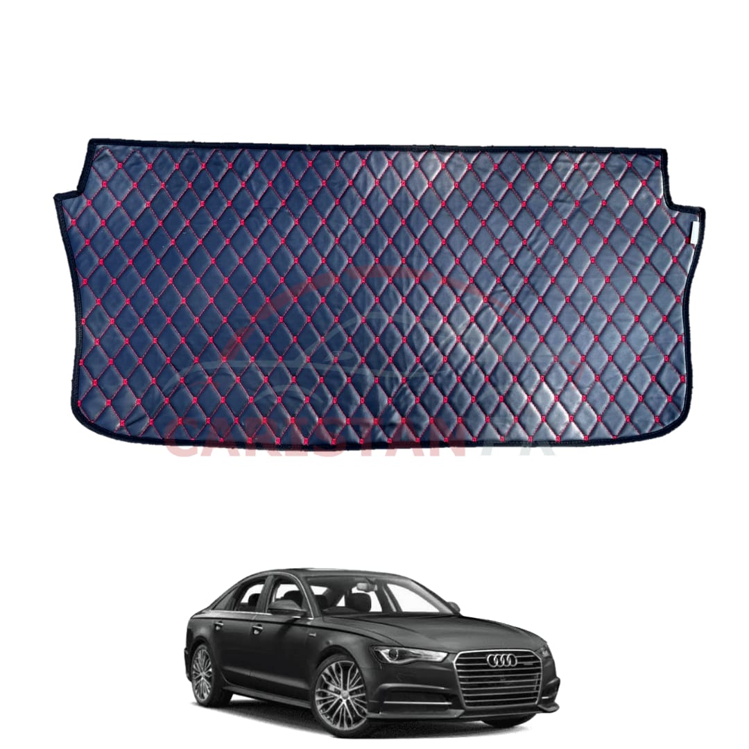 Audi A6 7D Trunk Protection Mat Black With Red Stitch 2014-19