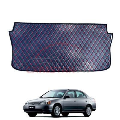 Honda Civic 7D Trunk Protection Mat Black With Red Stitch 2001-05 Model