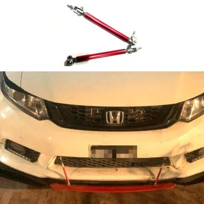 Adjustable Car Front Bumper Lip Splitter Canard Rod Support Bar Hook Red