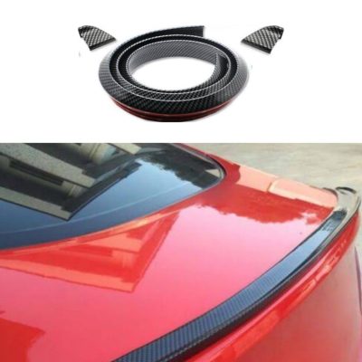 Universal Rear Carbon Fiber Trunk Spoiler Wing Lip With Tape