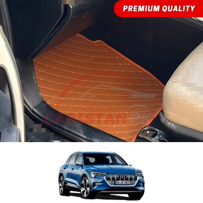 Audi E Tron Flat Style 7D Floor Mats Royal Orange