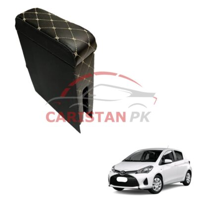 Toyota Vitz Custom Fit Armrest Black With Beige Stitch 2017-23