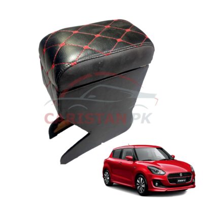 Suzuki Swift Custom Fit Arm Rest Black With Red Stitch 2022 Model & Onwards