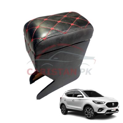 MG ZS Custom Fit Arm Rest Black With Red Stitch